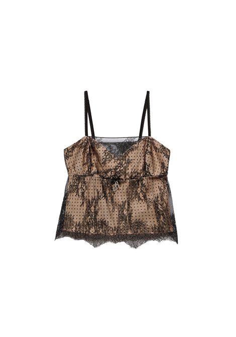 Top Aniye by donna Leonie 185657 Nero pizzo stampa a pois scollo quadrato spalline regolabili Aniye by | Top | 1856571365